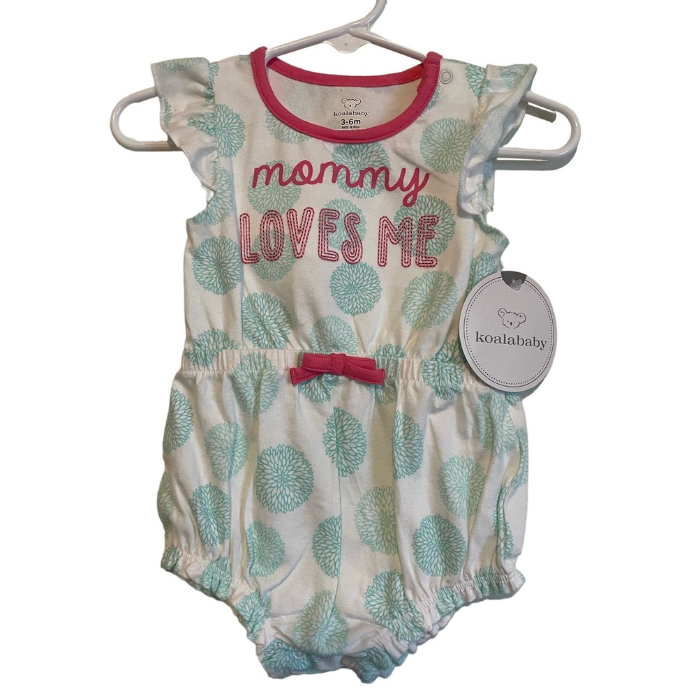 Koala Baby romper embroidered Mommy Loves Me short sleeve. Size 3/6mo